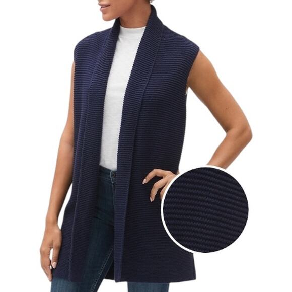 GAP plus size navy blue chunky knit open front sweater vest cardigan XXL - Picture 1 of 11